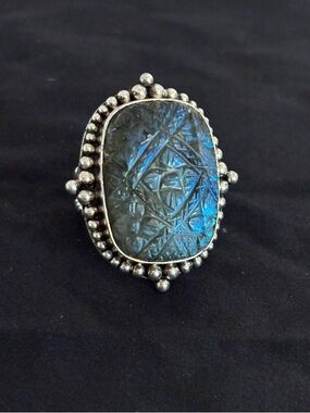 Samuel B. Labradorite Statement Ring - Silver Setting